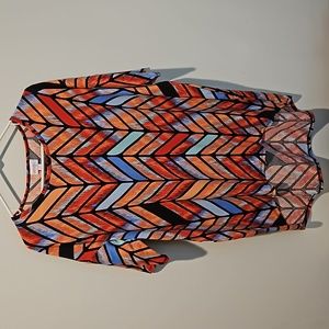 Lularoe Irma Tunic - oranges, blues, black - size small